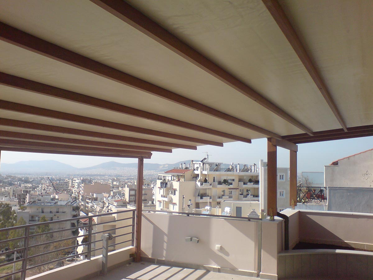 Περγκοτεντα βαμμένη ηλεκτροστατικά στο χρωμα του ξύλου στην περιοχή της μεταμόρφωσης